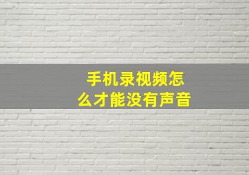 手机录视频怎么才能没有声音