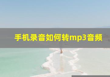 手机录音如何转mp3音频