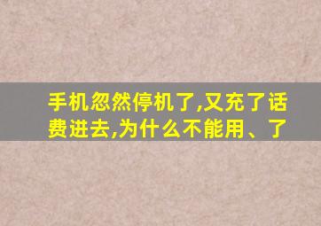 手机忽然停机了,又充了话费进去,为什么不能用、了