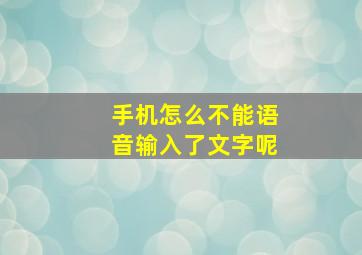 手机怎么不能语音输入了文字呢