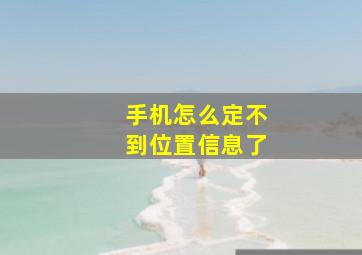 手机怎么定不到位置信息了