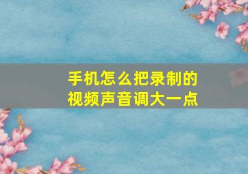 手机怎么把录制的视频声音调大一点