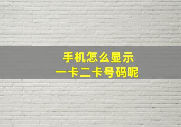 手机怎么显示一卡二卡号码呢