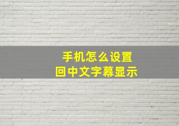 手机怎么设置回中文字幕显示