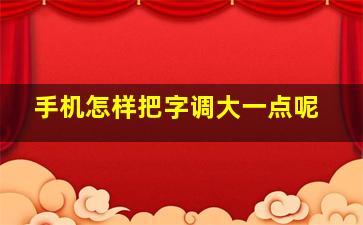 手机怎样把字调大一点呢