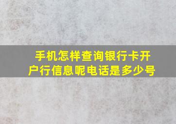 手机怎样查询银行卡开户行信息呢电话是多少号