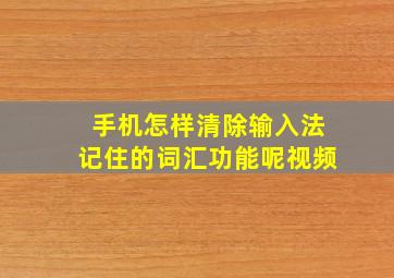 手机怎样清除输入法记住的词汇功能呢视频