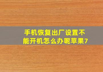 手机恢复出厂设置不能开机怎么办呢苹果7