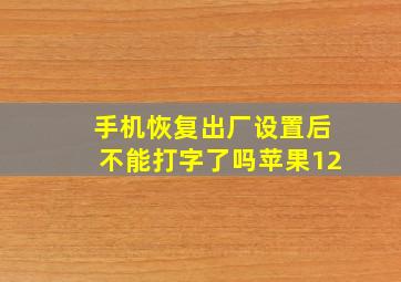 手机恢复出厂设置后不能打字了吗苹果12