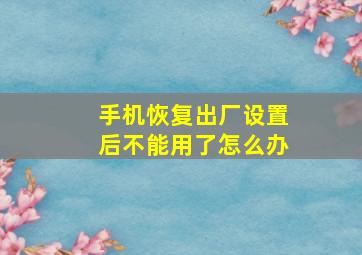 手机恢复出厂设置后不能用了怎么办