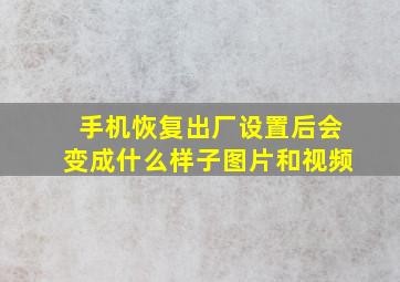 手机恢复出厂设置后会变成什么样子图片和视频