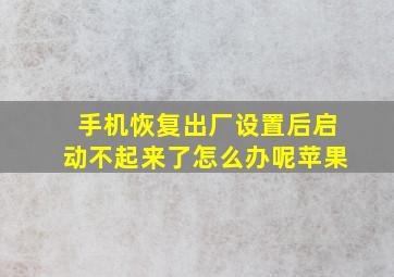 手机恢复出厂设置后启动不起来了怎么办呢苹果