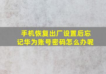 手机恢复出厂设置后忘记华为账号密码怎么办呢