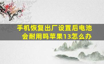 手机恢复出厂设置后电池会耐用吗苹果13怎么办