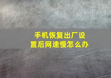 手机恢复出厂设置后网速慢怎么办