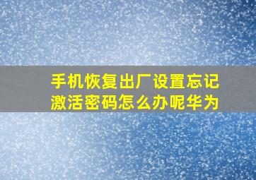 手机恢复出厂设置忘记激活密码怎么办呢华为