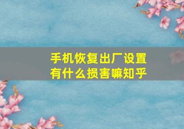 手机恢复出厂设置有什么损害嘛知乎