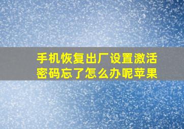 手机恢复出厂设置激活密码忘了怎么办呢苹果