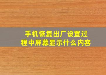 手机恢复出厂设置过程中屏幕显示什么内容