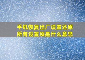 手机恢复出厂设置还原所有设置项是什么意思