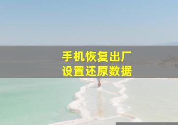 手机恢复出厂设置还原数据