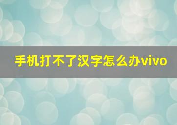 手机打不了汉字怎么办vivo