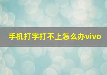 手机打字打不上怎么办vivo