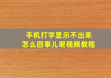 手机打字显示不出来怎么回事儿呢视频教程