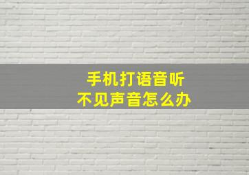 手机打语音听不见声音怎么办