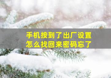 手机按到了出厂设置怎么找回来密码忘了