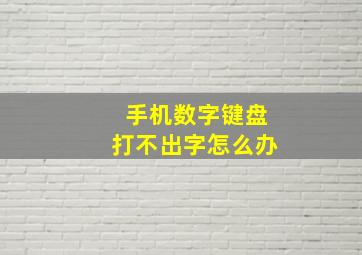 手机数字键盘打不出字怎么办