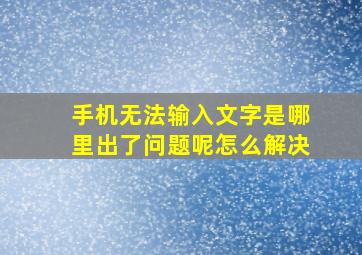 手机无法输入文字是哪里出了问题呢怎么解决