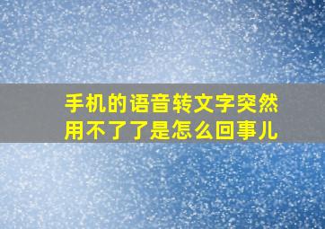 手机的语音转文字突然用不了了是怎么回事儿