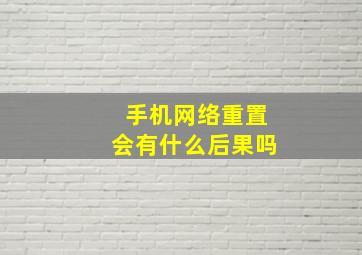 手机网络重置会有什么后果吗