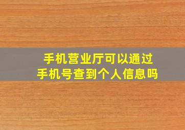 手机营业厅可以通过手机号查到个人信息吗