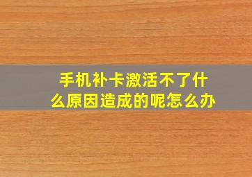 手机补卡激活不了什么原因造成的呢怎么办