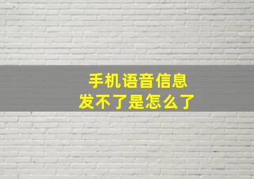 手机语音信息发不了是怎么了