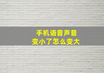 手机语音声音变小了怎么变大