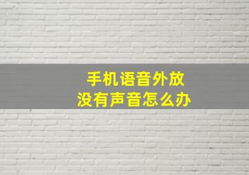 手机语音外放没有声音怎么办