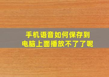 手机语音如何保存到电脑上面播放不了了呢