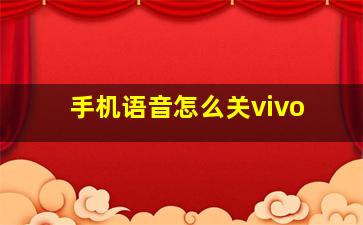 手机语音怎么关vivo