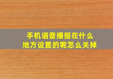 手机语音播报在什么地方设置的呢怎么关掉