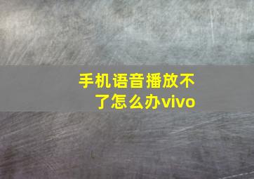 手机语音播放不了怎么办vivo