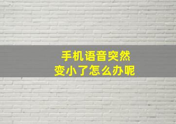 手机语音突然变小了怎么办呢