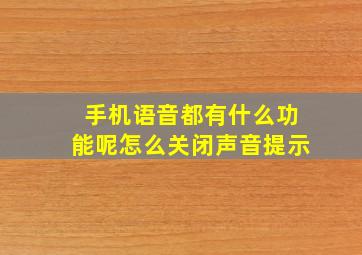 手机语音都有什么功能呢怎么关闭声音提示