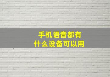 手机语音都有什么设备可以用