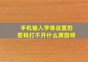 手机输入字体设置的密码打不开什么原因呀