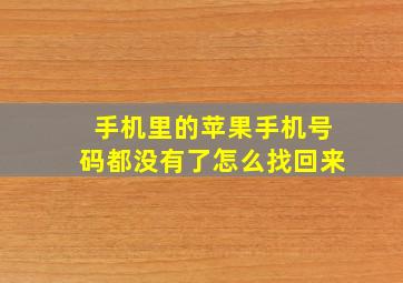 手机里的苹果手机号码都没有了怎么找回来