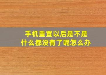 手机重置以后是不是什么都没有了呢怎么办