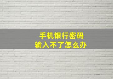 手机银行密码输入不了怎么办